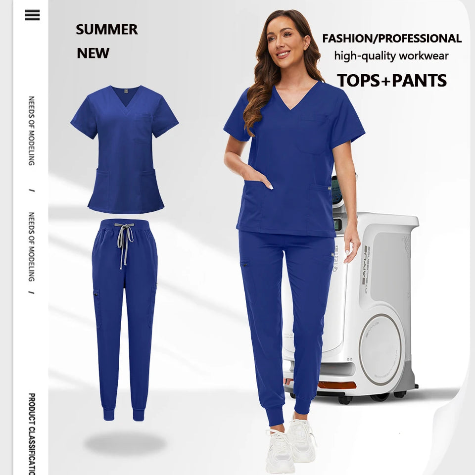 Unisex Medical Scrub Set with Pockets – Jogger-Style Nurse & Doctor Uniform for Clinical, Surgical & Veterinary Work