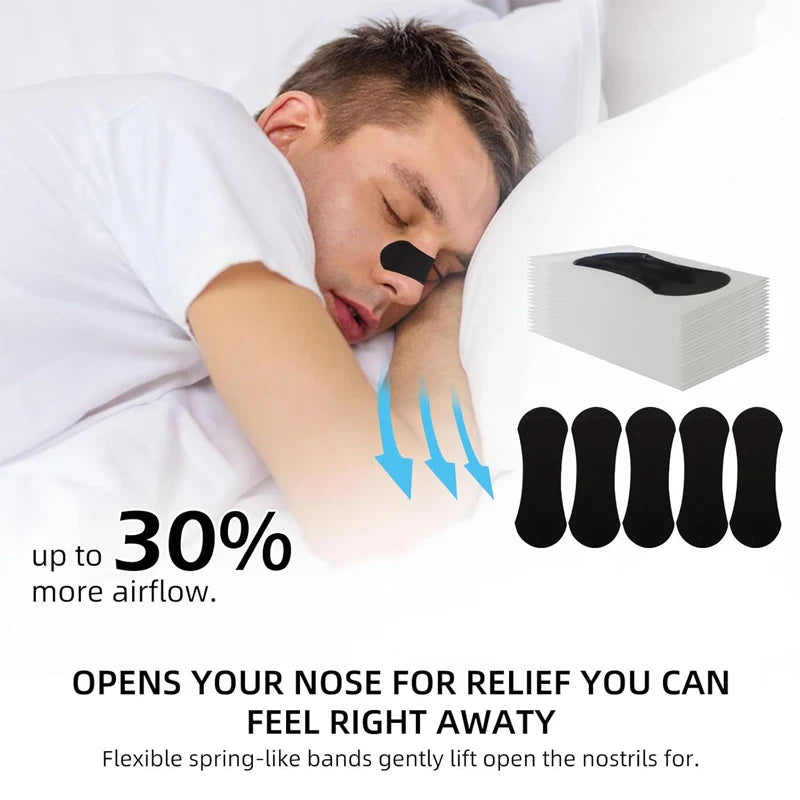 Black Nasal Breathing Strips – Anti-Snoring Sleep Aid for Easier Nighttime Breathing (20/50/100PCS)