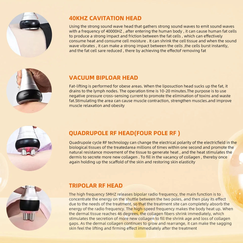 4 in 1 Vacuum Therapy Cavitation RF Radio Frequency Fat Remover Body Slimming Machine Ultrasonic Massage Shaping Instrument
