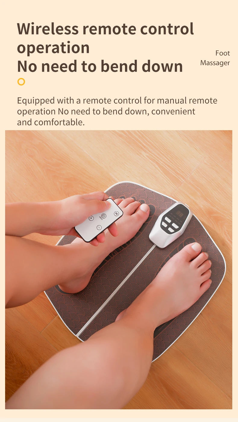 JianYouCare EMS Foot Massager Pad – USB Rechargeable Muscle Stimulator with Remote Control for Blood Circulation & Acupoint Massage