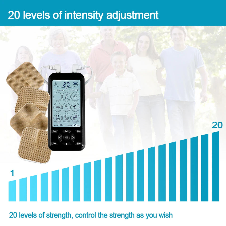 TENS EMS Machine 36 Modes Electronic Muscle Stimulator Physiotherapy Pulse Full Body Massager Health Care Device with 10pcs Pads