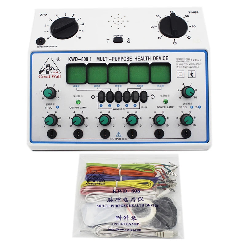 Electric Acupuncture Stimulator Machine Electrical Nerve Muscle Stimulator 6 Channels Output Patch Massager Health Care KWD808-I