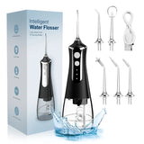 Cordless Portable Water Dental Flosser – Rechargeable Oral Irrigator with 260ML Tank, 4 Modes & 4 Replaceable Nozzles