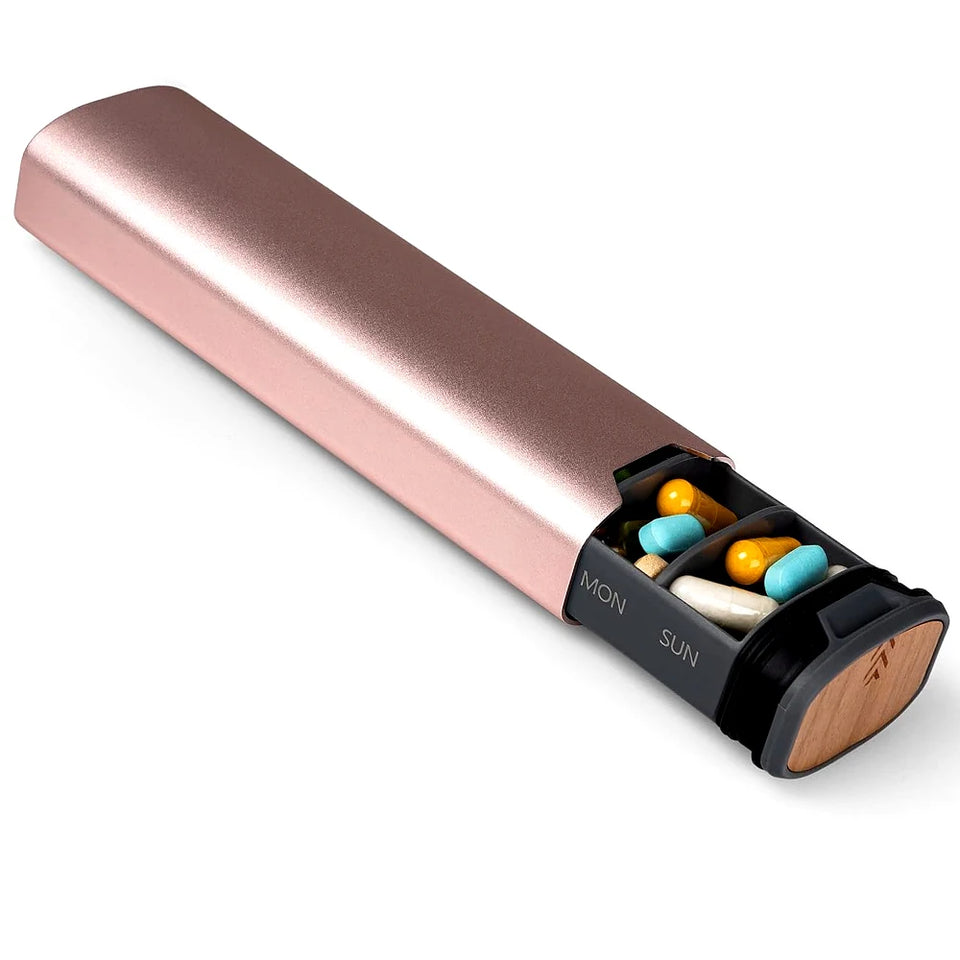 7-Day Premium Aluminum Pill Organizer – Large Capacity Weekly Pill Box for Vitamins, Supplements & Medicine