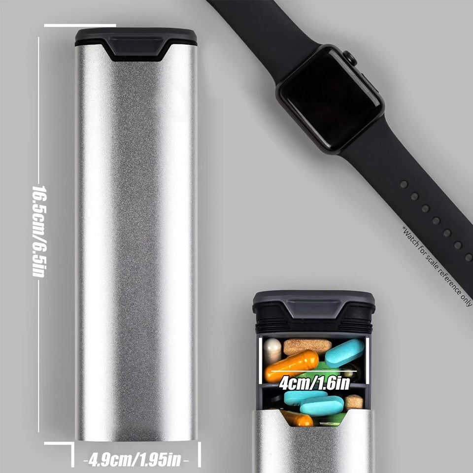 7-Day Premium Aluminum Pill Organizer – Large Capacity Weekly Pill Box for Vitamins, Supplements & Medicine