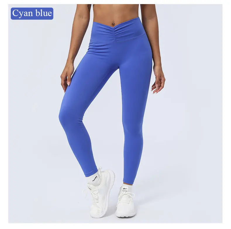 Women’s Seamless Fold-Over Fitness Leggings – Running & Yoga Pants with Butt-Lifting Design