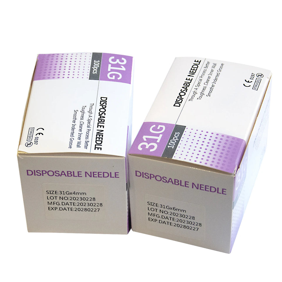 30G–34G Painless Transparent Syringe Needles – Clear Tip Caps & Injection Glue Applicators (1.5–6mm)