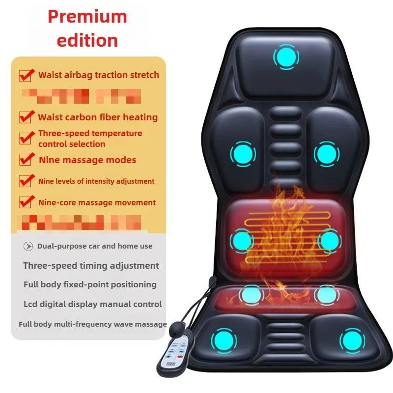 Massage Seat Cushion Cheap With Heating Adjustable Lumbar Airbag Back Massage Chair Cushion for Men and Women Home Office Use