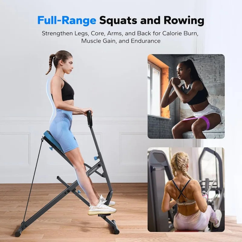 MERACH R07 2-in-1 Squat & Rowing Machine – Foldable Glute Trainer & Easy-Setup Exercise Equipment
