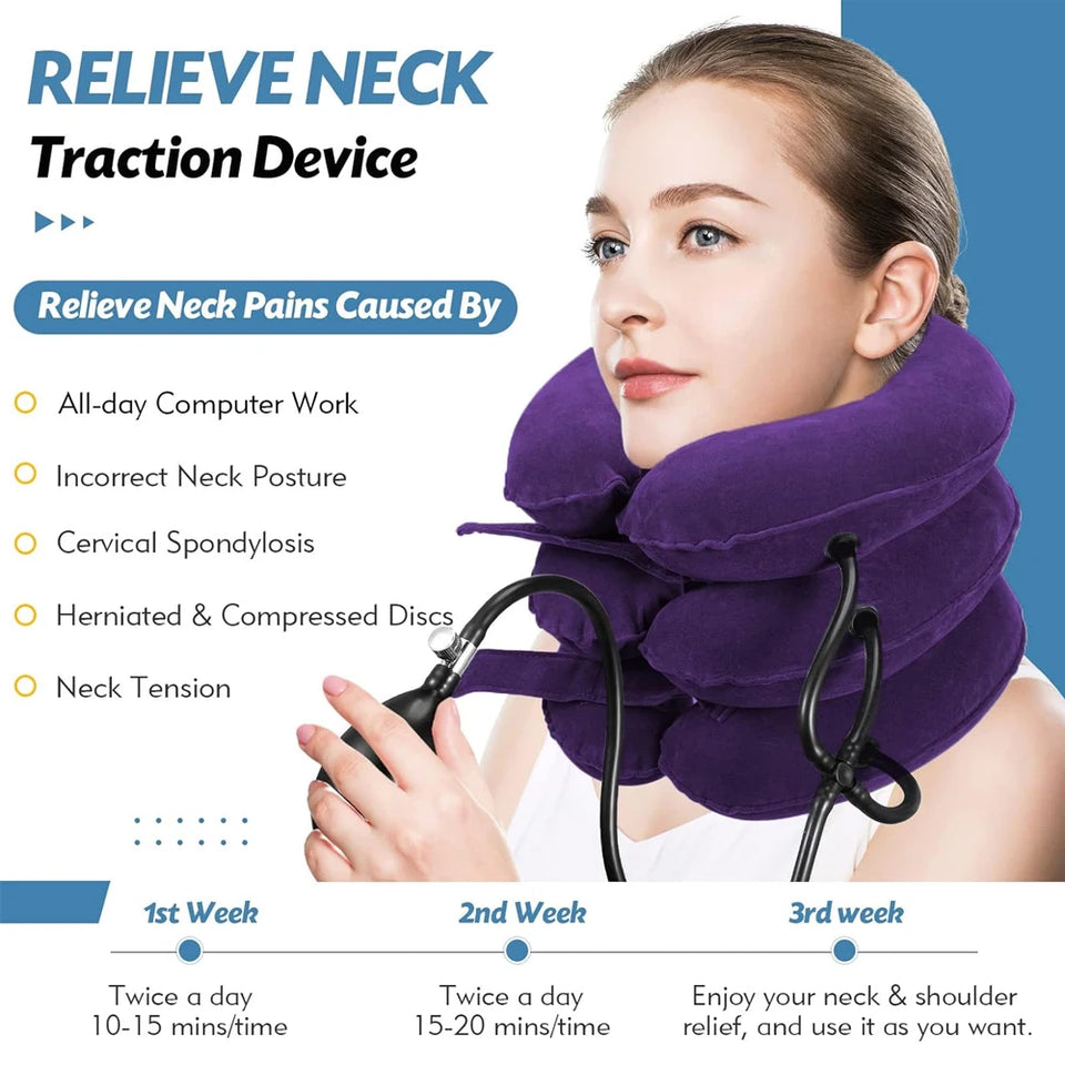 nflatable Cervical Neck Stretcher – Home Spinal Traction Device for Pain Relief & Muscle Strain Recovery