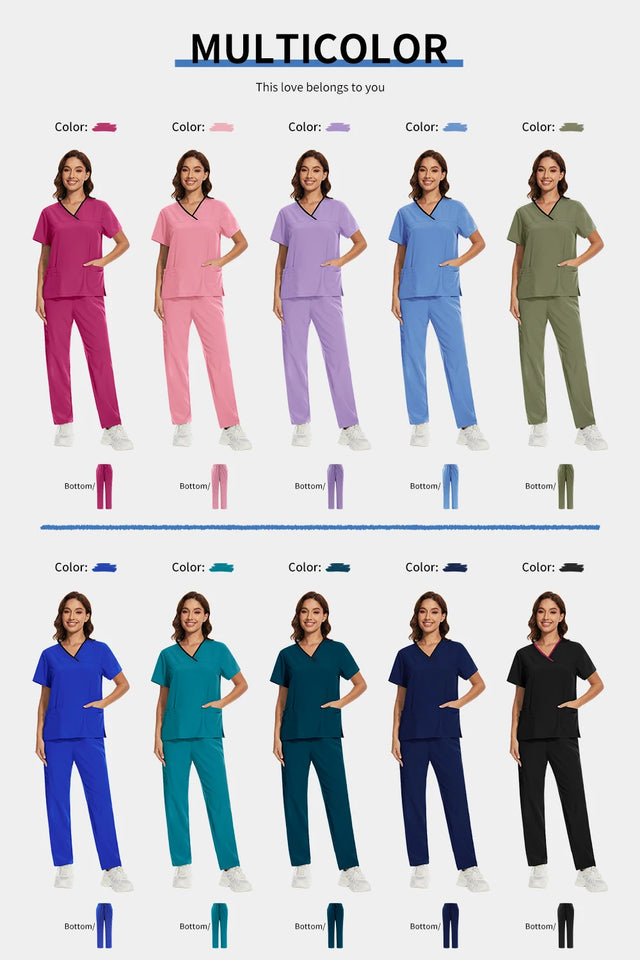 Women’s Medical Nurse Scrubs Set – Unisex Hospital, Clinic, Surgical & Spa Uniforms for Healthcare Professionals