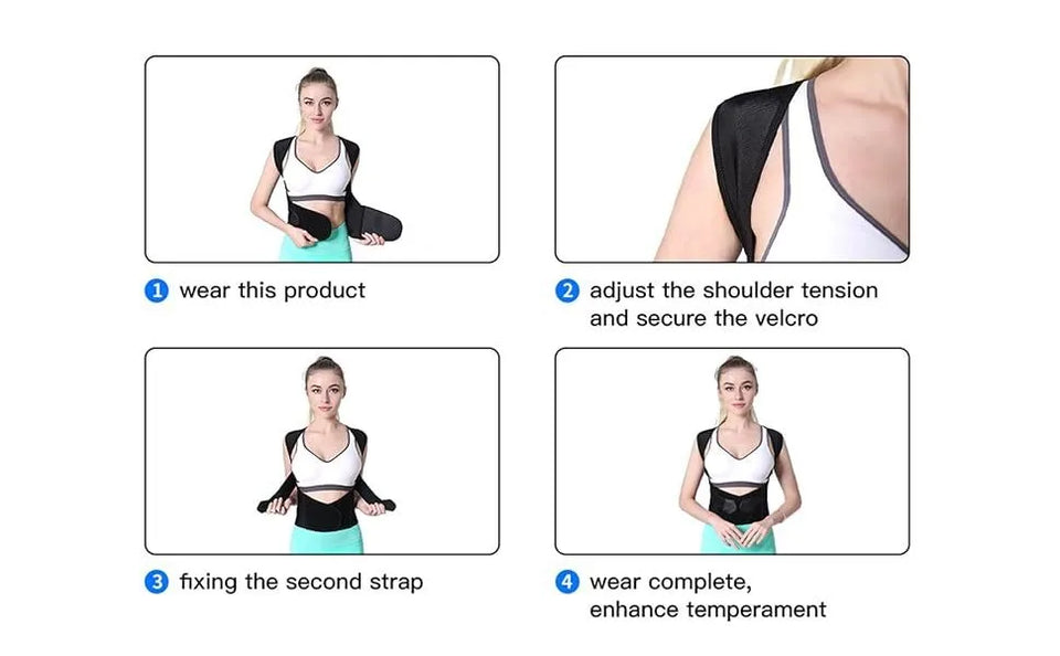 Magnetic Back Posture Corrector – Adjustable Shoulder Support for Spinal Alignment & Sitting Posture