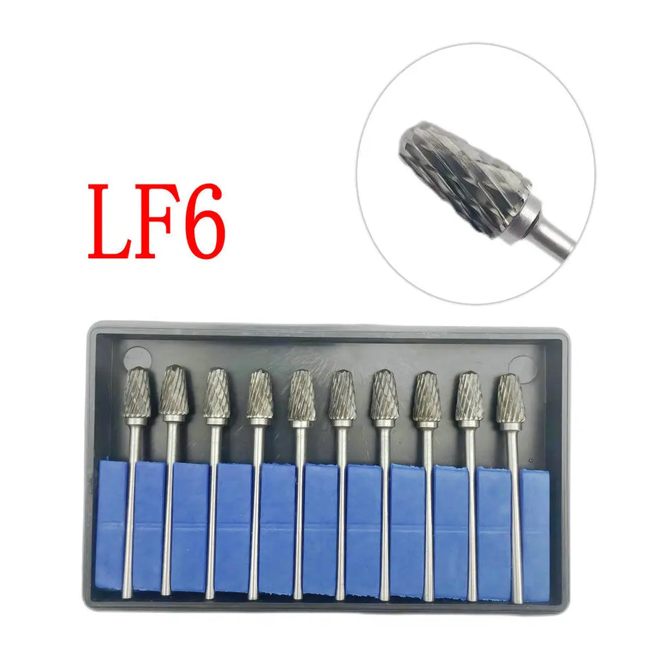 10PCS Assorted Tungsten Steel Dental Polisher Burs – 2.35MM Low-Speed Handpiece Drill Bits for Dental Lab