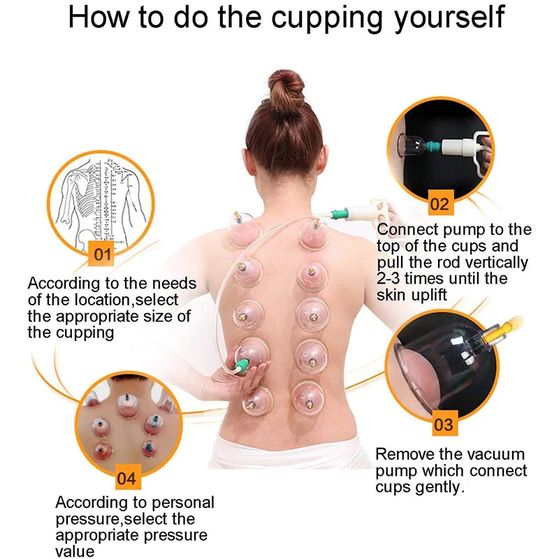 6or24  Pieces Suction Cups Massage Vacuum Cupping Body Massager Plastic Vacuum Suction Therapy Cupping Set Cans for Massage