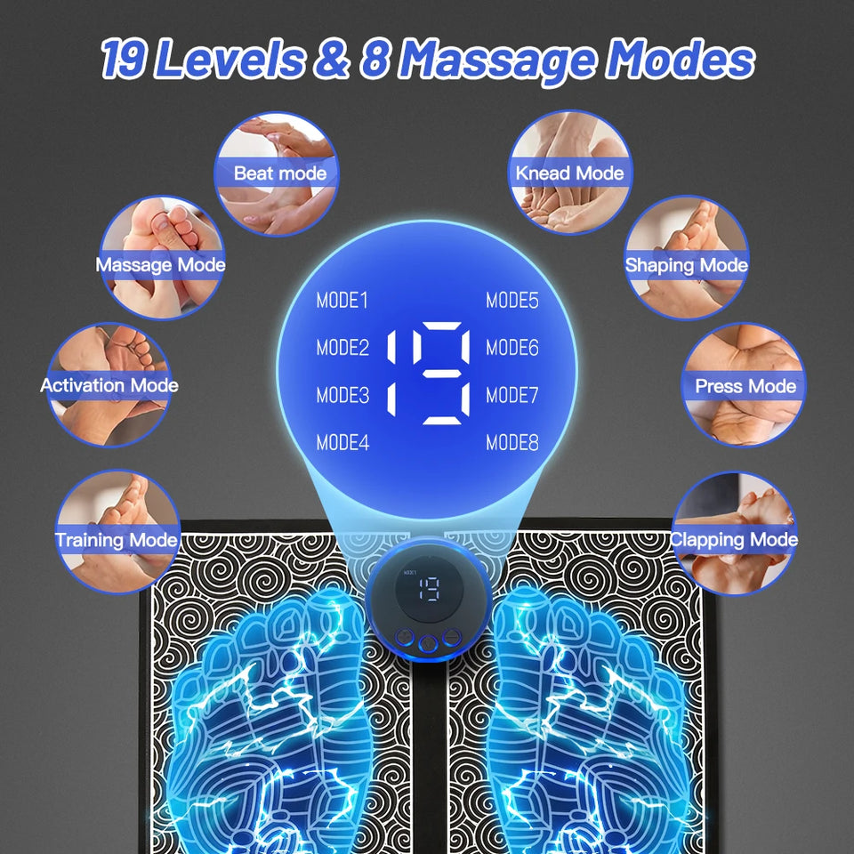 Electric Foot Massager Pad Electrostimulator Massage Mat EMS Muscle Massager Relax Feet Massage Fitness Masajeador USB Charging