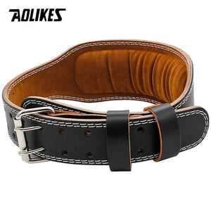 AOLIKES Cowhide Weightlifting Belt – Lumbar Support Gym Belt for Squats & Bodybuilding