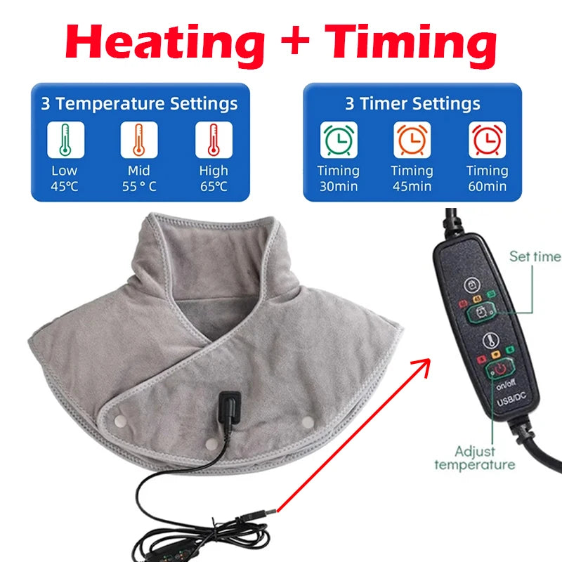 Electric Heating Neck & Shoulder Massager – Vibration and Infrared Therapy Pad for Pain Relief