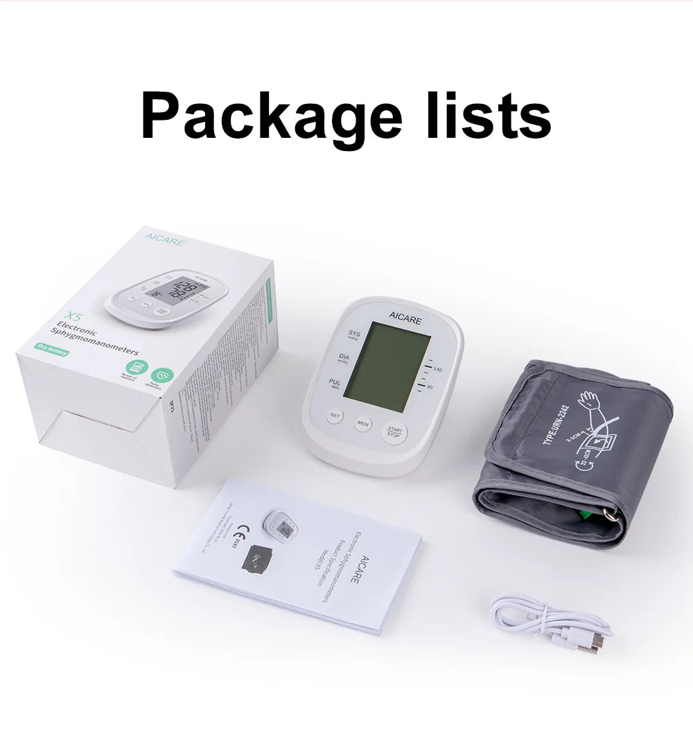 Aicare Digital Upper Arm Blood Pressure Monitor – Automatic BP & Pulse Rate Tracker with Large Adjustable Cuff
