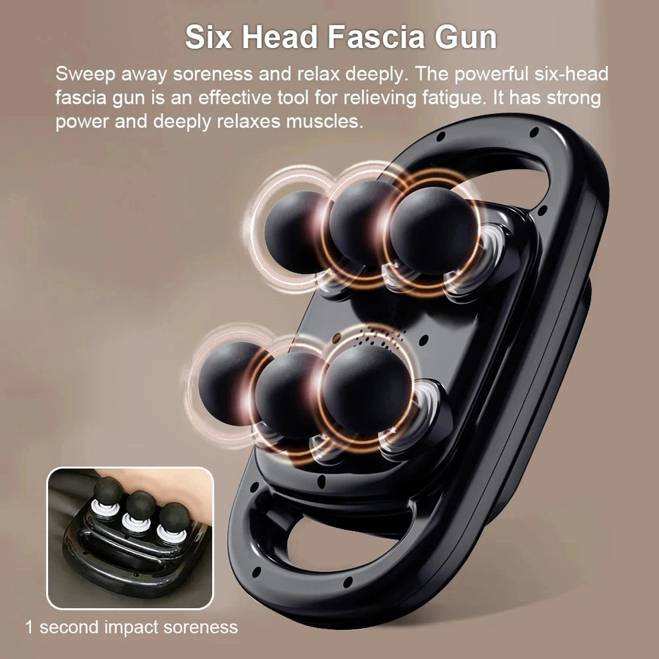 6-Head Massage Gun – Deep Tissue Percussion Massager for Neck, Spine & Full Body Muscle Relief