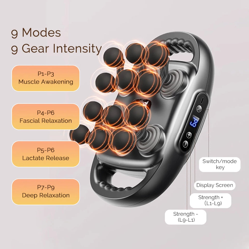 12-Head Fascia Massage Gun – High-Frequency Deep Tissue Muscle Massager