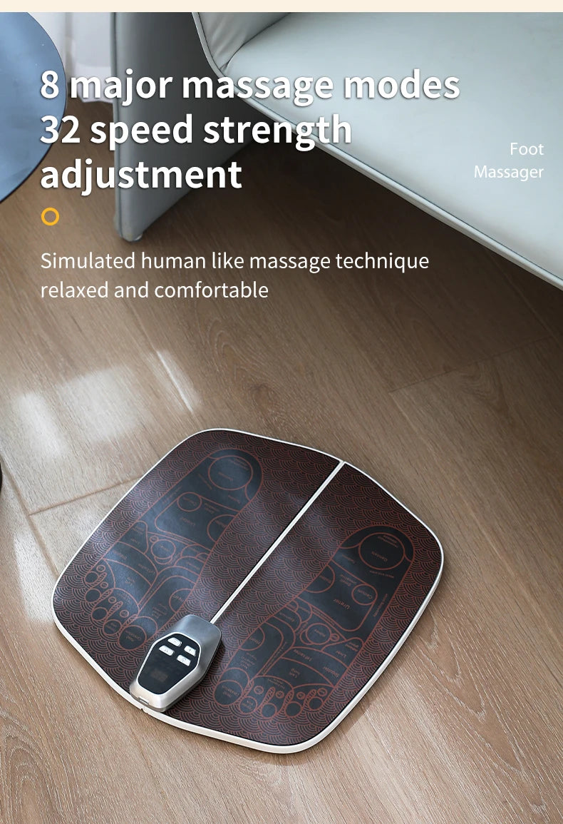 JianYouCare EMS Foot Massager Pad – USB Rechargeable Muscle Stimulator with Remote Control for Blood Circulation & Acupoint Massage
