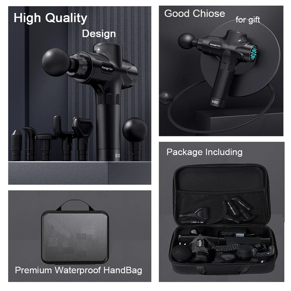 24V Professional Massage Gun with Hot & Cold Therapy – 12 Head Deep Tissue Fascia Massager