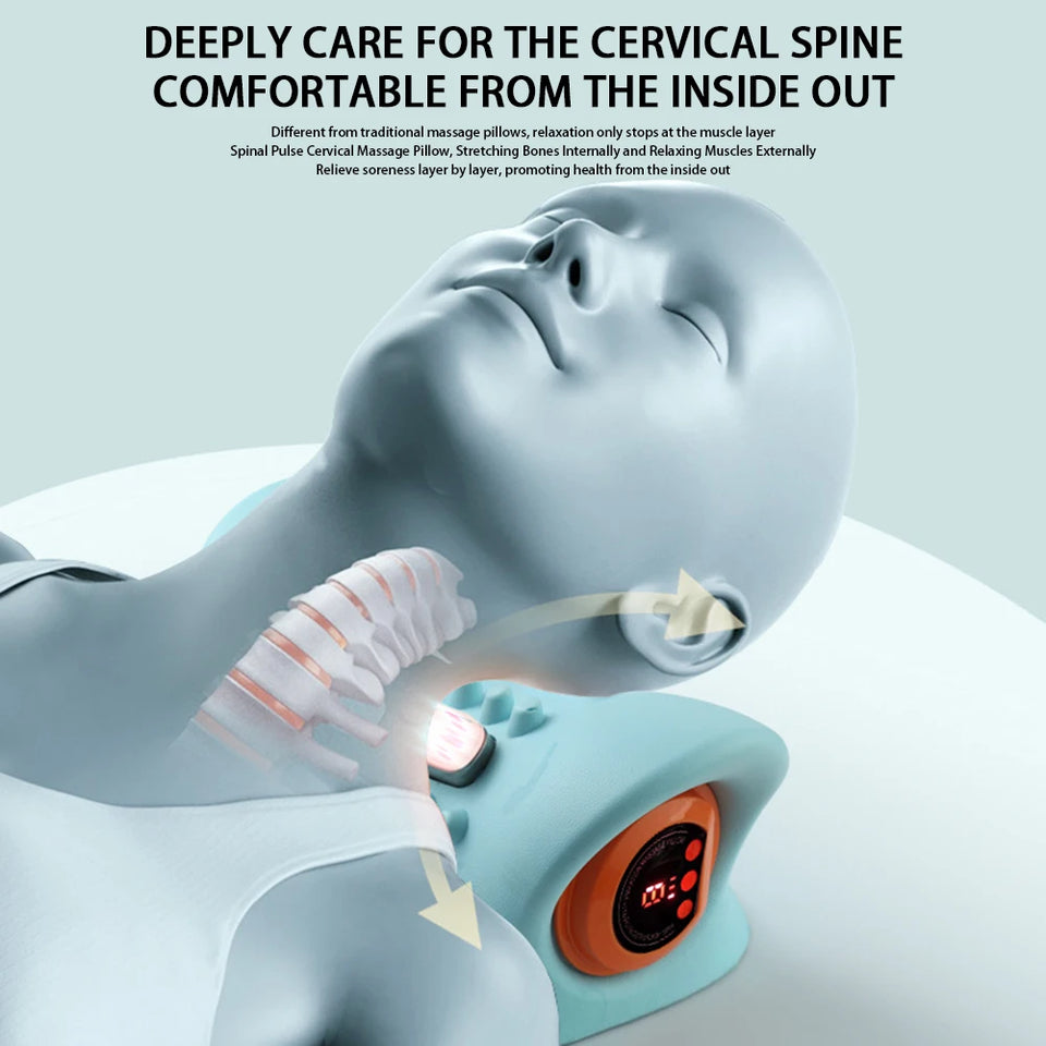 Multifunction EMS Electrotherapy Heating Cervical Spine Pillow Wireless Ergonomic Acupressure Neck Pillow for Relax Pain Relief