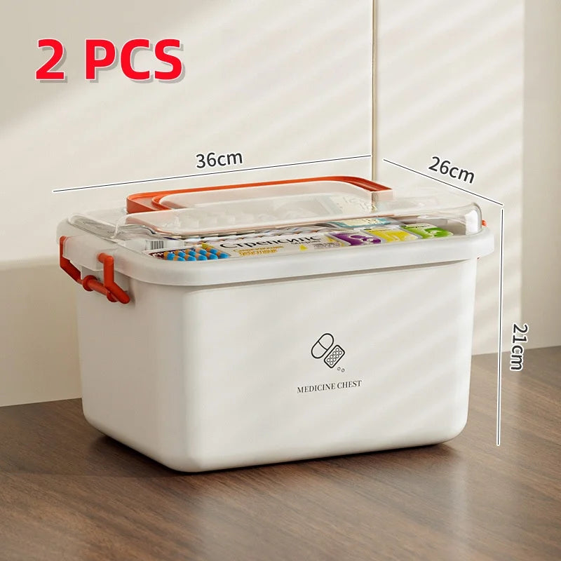 Large Capacity Portable First Aid Kit with Multi-layer Medicine Storage – Family Emergency Medical Box