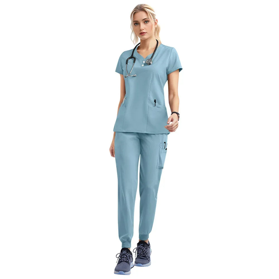 Women's Medical Scrubs Jogger Set – Doctor & Nurse Surgical Uniform