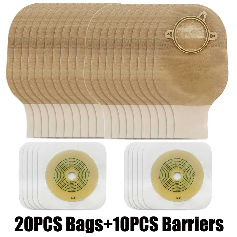 Open Clip Ostomy Bags – Two-Piece Drainable Colostomy & Ileostomy Pouches with Hoop & Loop Closure for Stoma Care