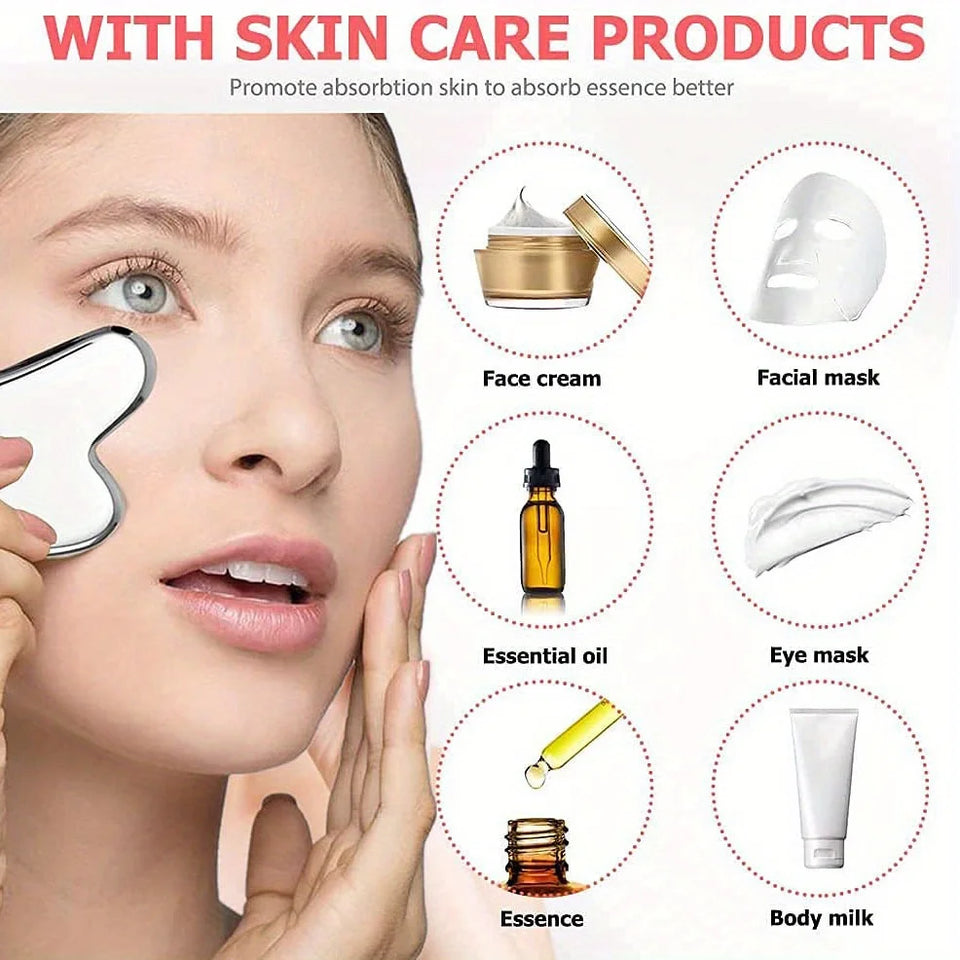 Stainless Steel Gua Sha Scraping Tool Guasha Massage Tool Set for Soft Tissue Scraping Used for Back, Legs, Arms,Neck,Shoulder