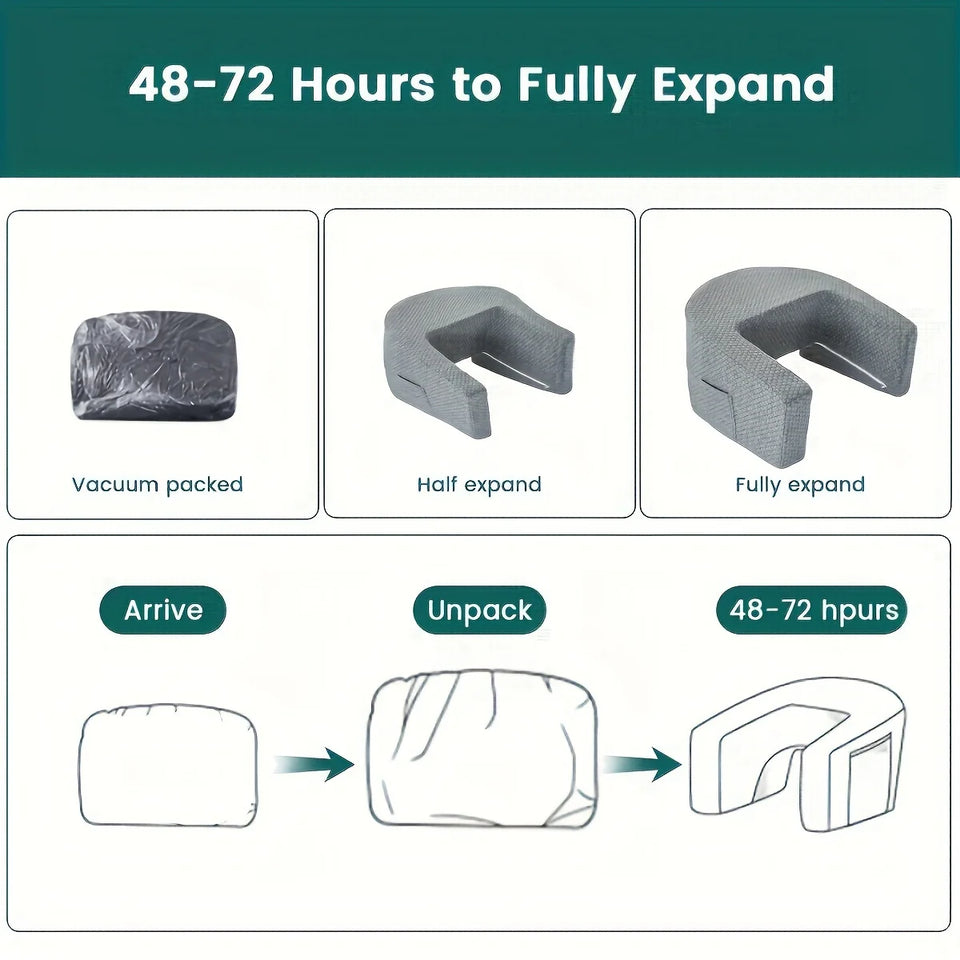 Extra Large Memory Foam Reading Pillow – Bed Rest Back & Arm Support Cushion for Gaming, Working & Relaxation (Removable Cover)