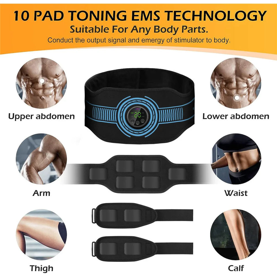 EMS abdominal fitness suit intelligent massage abdominal belt sticker can be used with water spray without gel pad USB charging