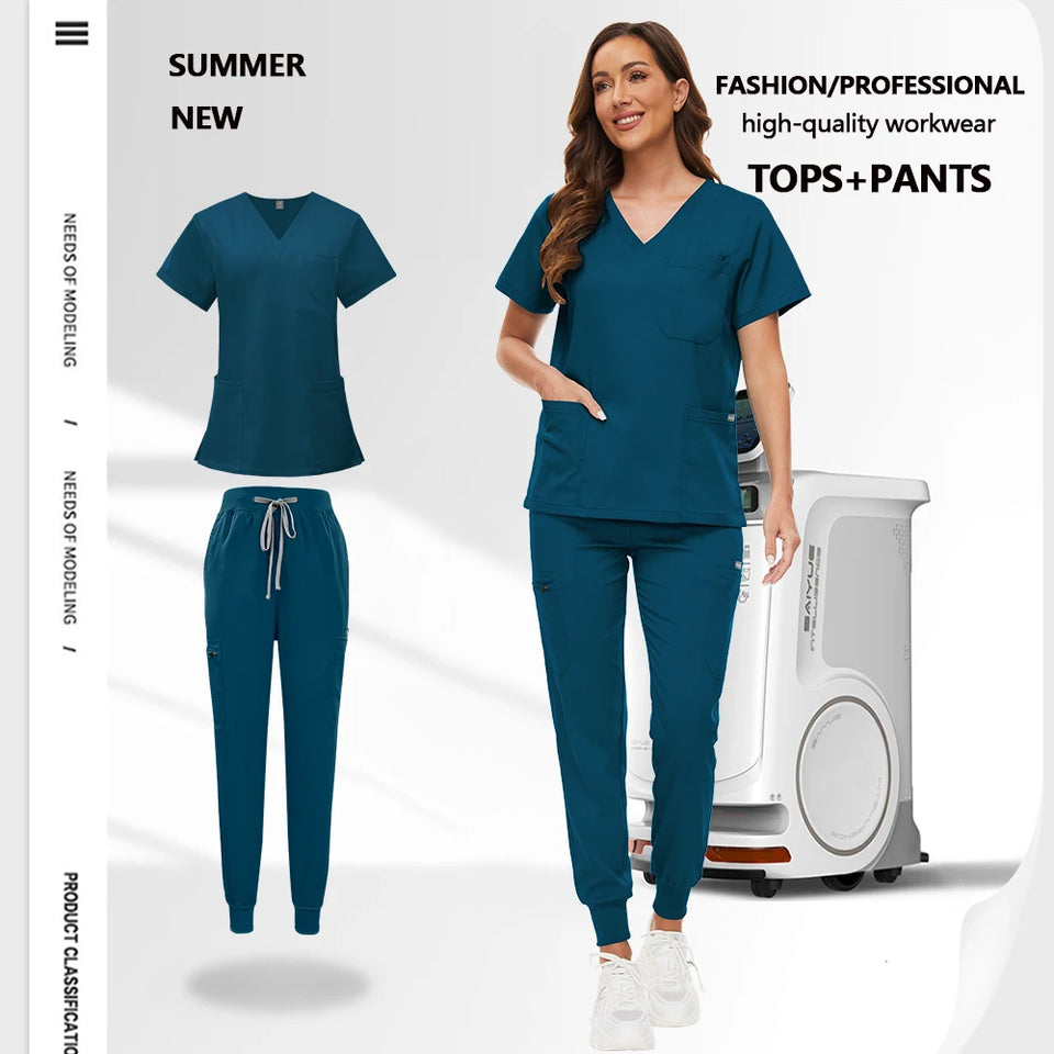 Unisex Medical Scrub Set with Pockets – Jogger-Style Nurse & Doctor Uniform for Clinical, Surgical & Veterinary Work