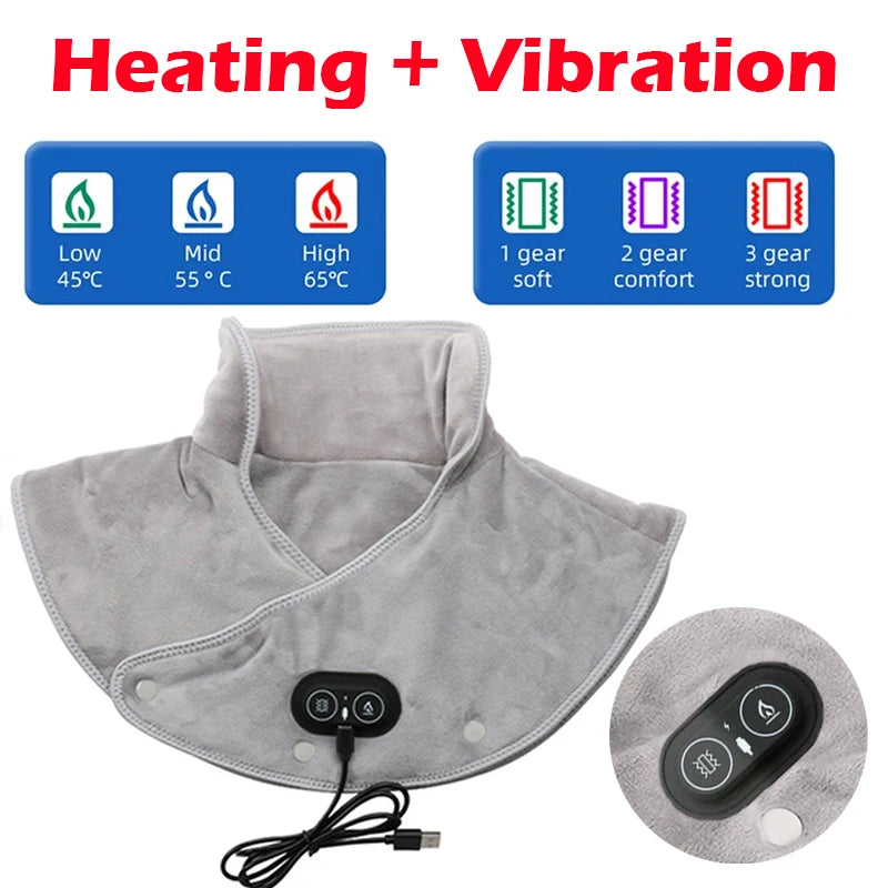 Electric Heating Neck & Shoulder Massager – Vibration and Infrared Therapy Pad for Pain Relief