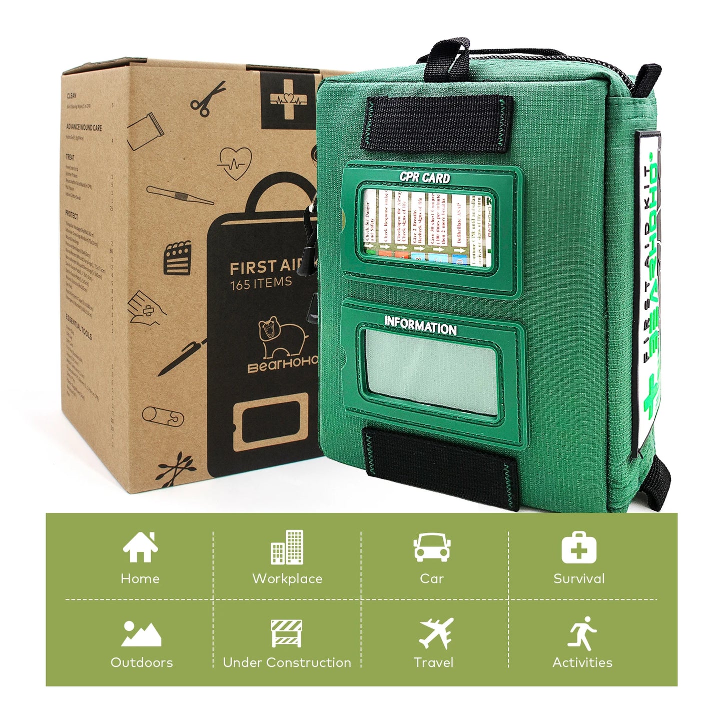 BearHoHo Size M First Aid Kit – Professional Medical Rescue Kit for Outdoor, Car, Travel, School & Hiking Emergencies