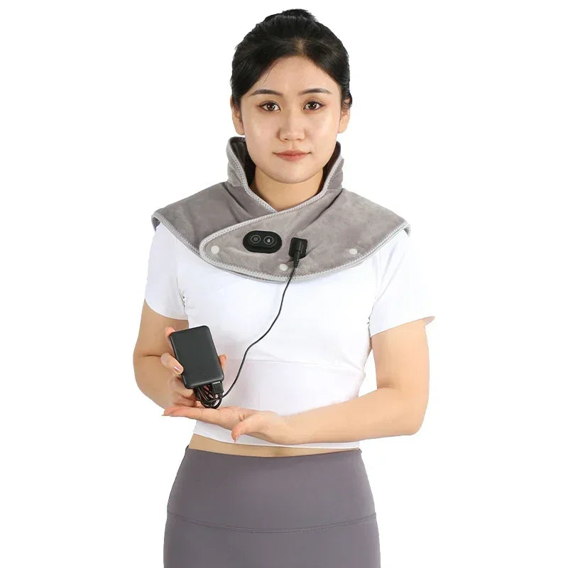 Electric Heating Neck & Shoulder Pad – Thermal Compress Vibration Shawl with 3 Heat Levels
