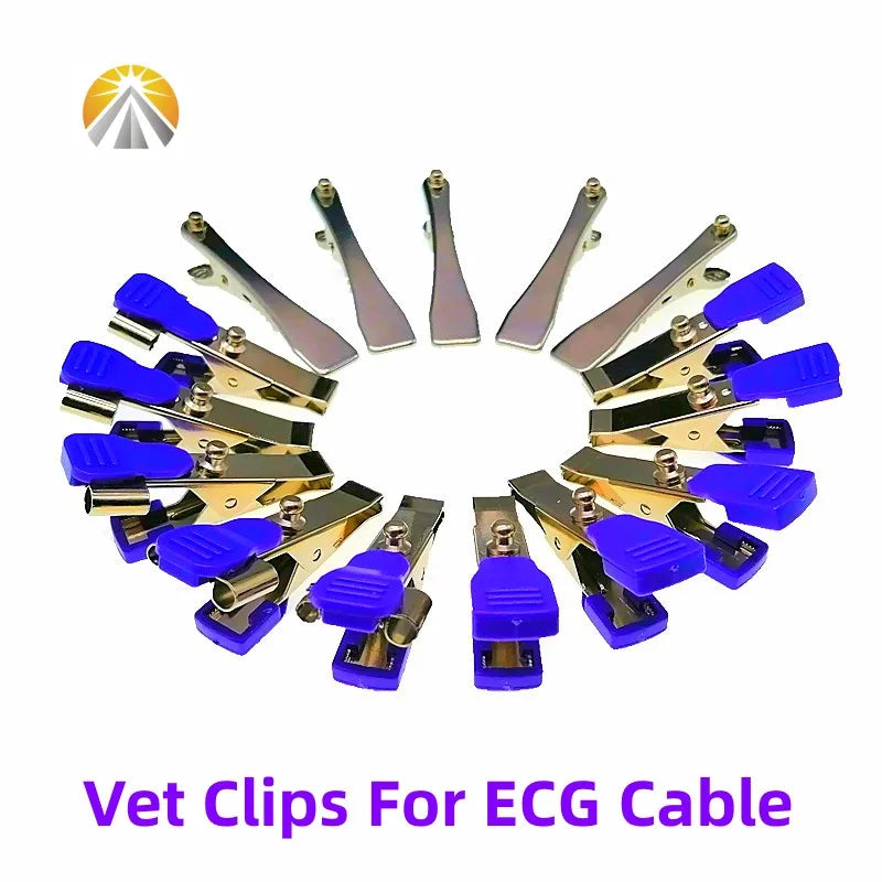 Multi-Function Veterinary ECG Clips – EKG Clamp Electrodes for Animal Medical Cables (DIN 3.0, Banana 4.0, Snap 4.0)