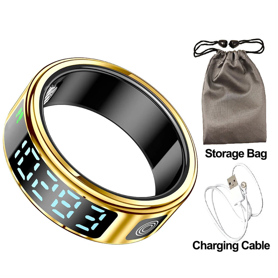 2025 SR08 Smart Ring – LED Display, Heart Rate & SpO₂ Monitor, 5ATM Waterproof Fitness Ring for Men & Women
