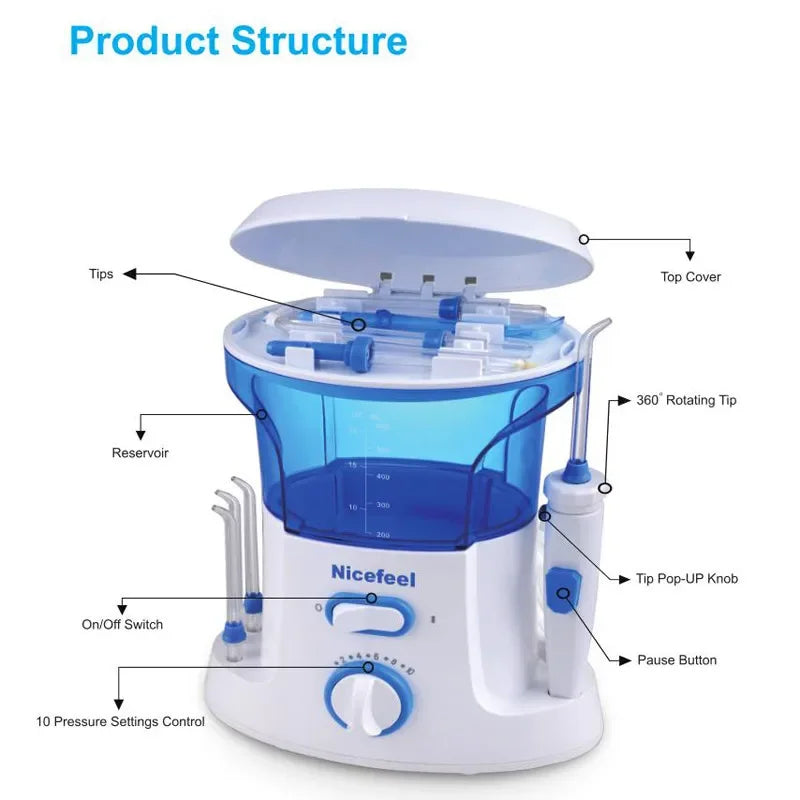 Oral Irrigator Water Flosser – Electric Teeth Cleaner with 7 Nozzles for Whitening, Dental Calculus & Braces Care