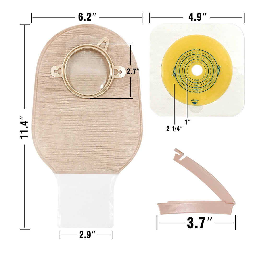 Two-Piece Colostomy Bag Set with Clamp Clips – 10 or 15 Bags + 6 Barriers for Ostomy Patient Care