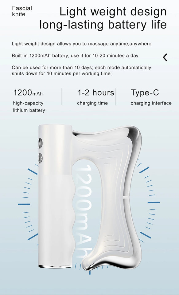 Electric Heating Fascia Knife Massager with LCD – Vibration Muscle Relaxation & Body Lifting Tool