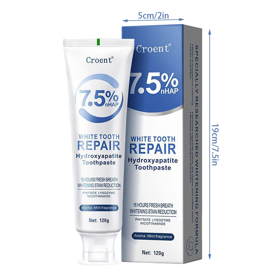 Hydroxyapatite Whitening Toothpaste – 120g Gentle Mint Stain Removal & Breath Freshening Oral Care