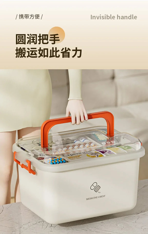 Large Capacity Portable First Aid Kit with Multi-layer Medicine Storage – Family Emergency Medical Box