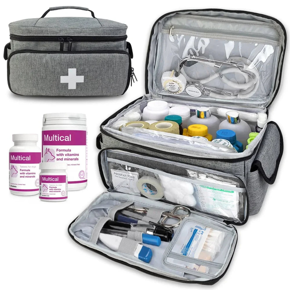 Travel First Aid Kit Bag – Layered Medical Storage Organizer for Home, Car & Outdoor Use