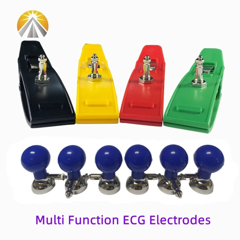 Full Set ECG Electrodes – Chest Suction Balls & Limb Clamp Clips, Dual/Multi-Function EKG Electrodes for Adult ECG Machines