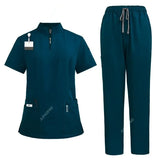 Unisex V-Neck Short Sleeve Medical Scrub Set for Hospital & Dental Work