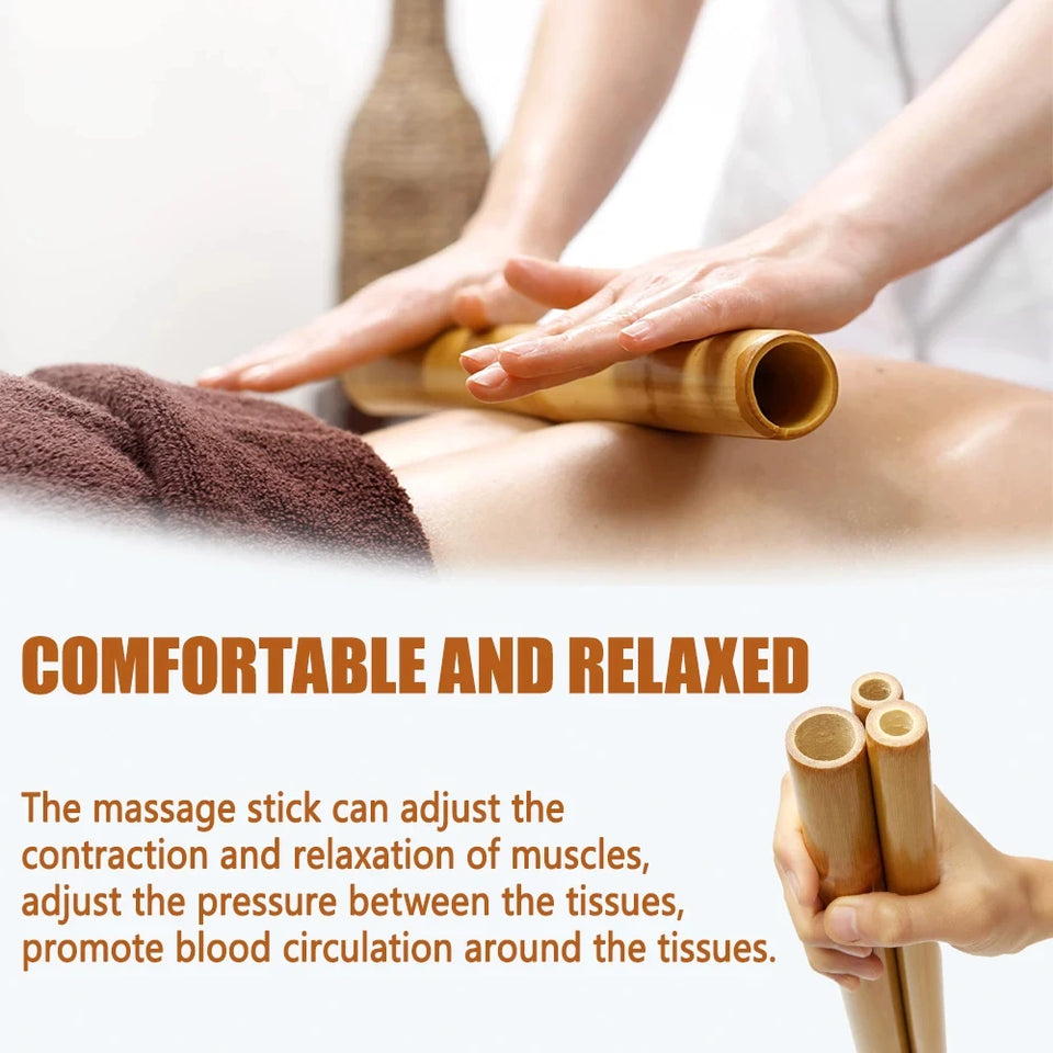 Natural Bamboo Massage Stick Wood Therapy Stick Gua Sha Massage Wood Therapy Tools for Body Contour Cupping Gua Sha Massager