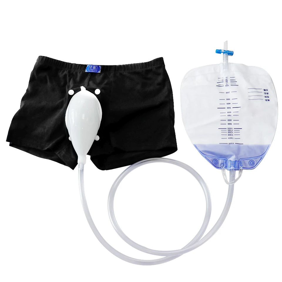 Reusable Male Wearable Silicone Urine Bag with Catheter & Drainage System