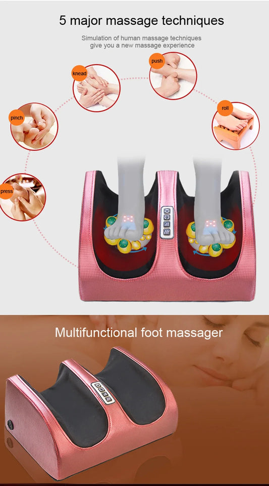 Hot Compression Electric Foot Massager Heating Therapy Shiatsu Kneading Roller Muscle Relaxation Pain Relief Foot Spa Machines